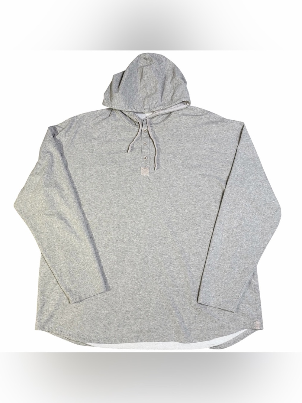 BYLT Lux Hooded Henley Men’s 3XL Gray/Silver Long Sleeve Pullover Active Button